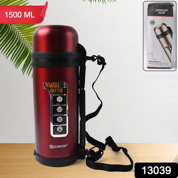 Stainless Steel Water Bottle Vacuum Insulated Thermos Flask Double-Walled Coffee Thermos Flask Leak-proof Water Bottle for Sports, Fitness, Gym (1500ML)