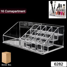 16 Compartment Cosmetic Makeup Jewellery Lipstick Storage Organiser Box, Cosmetic Storage Box Make-up Lipstick Organizer / Lipstick Holder Case  Transparent