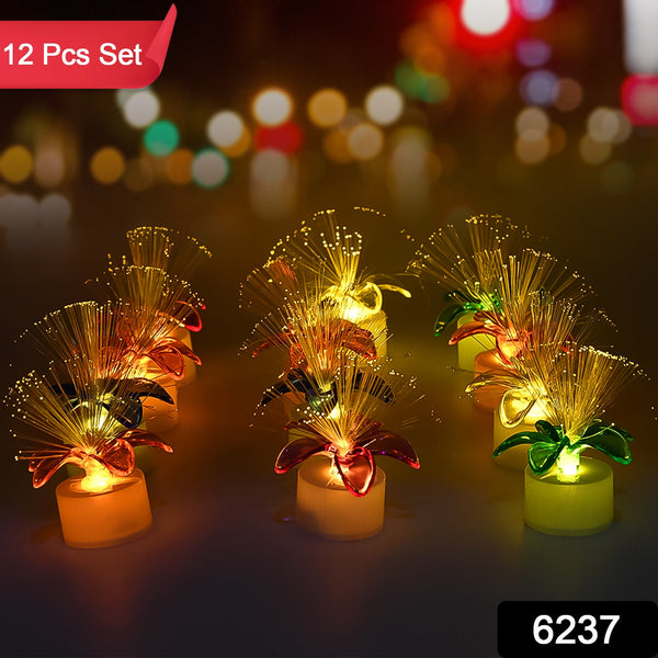 Fiber Optic Light, Mini Color Change LED Table Centerpieces, Light Up Candle, Diwali - Pack of 12