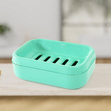 Premium Quality Rectangular Aqua Green Plastic Soap Case (1 Pc)