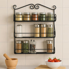 Big Wall Mounted Iron Wall Shelf with 3 Storage Racks for Kitchen, Pantry, Cabinet, Counter top or Free Standing, Rack Holder for Kitchen